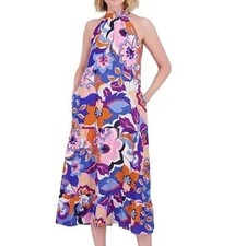 Eliza J Midi Dress Bright Floral Halter Neck Sleeveless A Line NWT Garden Party