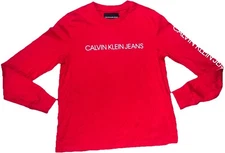 Calvin Klein Jeans Women Size Medium Red Long Sleeve Excellent Condition! 🍀