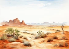 Serene Desert Landscape Wall Art Poster - Tranquil Nature Scene