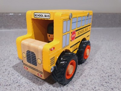 LITTLE TOWN Timeless Toys Holz gelb Schulbus Spielzeug für Jungen Mädchen
