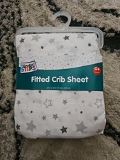 New Crib Fitted Sheet White with Gray Stars New Gentle Steps Cotton Blend