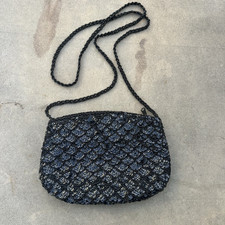 Carla Marchi Black Beaded and Sequin Evening Bag Purse