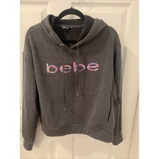 BEBE Sport Size L Charcoal/Rainbow Sequin Hoodie w/Pockets.  MSRP 94 . NEW.