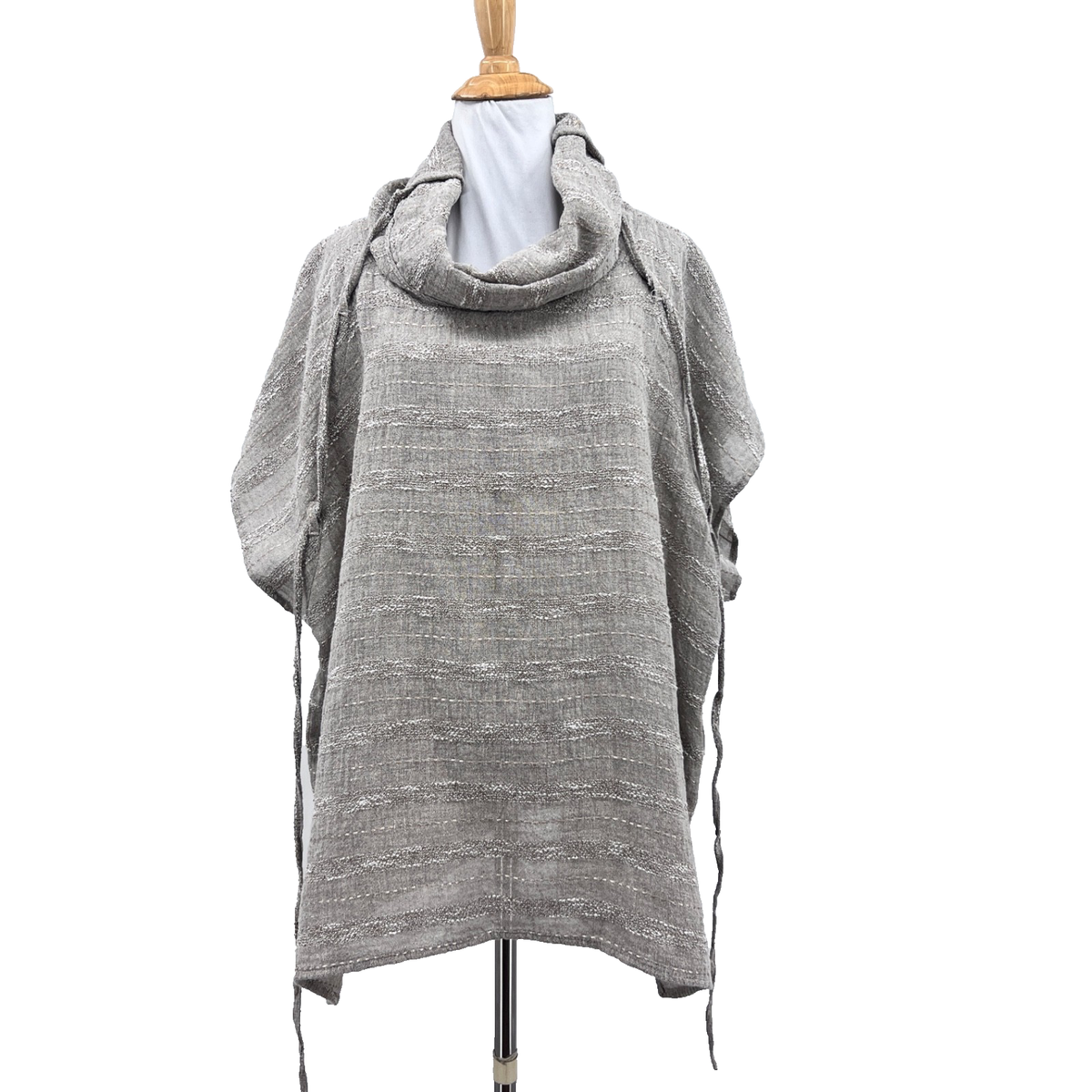 Eva Tralala Paris Poncho Women L Large Linen Blend Cowl Neck