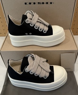 Rick Owens DRKSHDW Mega Bumper Jumbolace Low Sneak Black Milk [Sz 7 Women/37 EU]
