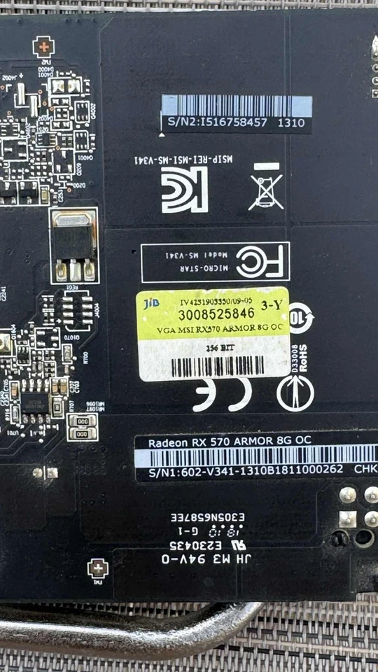 used not working MSI AMD Radeon RX570 8GB RAM Graphics Card - Image 2 of 3