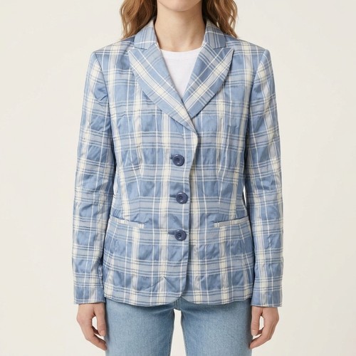 Moschino Cheap and Chic, Moschino Cheap and Chic Blazer Blau Weiß Kariert Vintage Damen Gr.42 Women