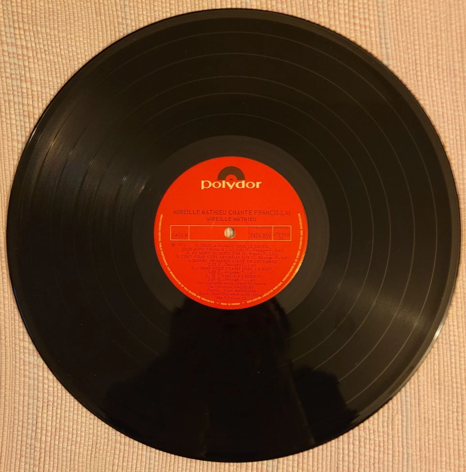 MIREILLE MATHIEU -CHANTE FRANCIS LAI- 1972 CANADIAN LP CHANSON - Image 4 of 4