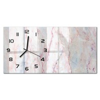 Wanduhr Aus GehäRtetem Glas Im Querformat Marmor Schwarze Zeiger 60X30 Cm