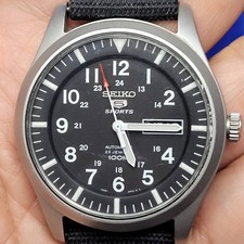 Seiko 5 Sports SNZG15K1 Military Black Dial 7S36 Automatic 42 MM. Nylon Strap