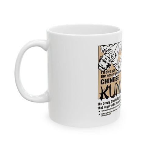 Kung Fu Training Ceramic 11oz Mug, Martial Arts Coffee Cup, Comic Book Style - Picture 4 of 11
