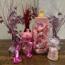 New Girls Boys Gender Baby Shower Decorations mixed Bundle Pink baby bottle