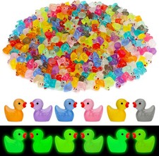 250 Pcs Mini Resin Ducks Glow in The Dark, Tiny Animals Figures to Hide Luminous