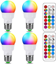 RGB LED Color Changing Light Bulb, 40W Equivalent, 450LM, 2700K Warm White 5W E2