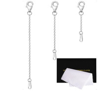 Sterling Silver Necklace Extenders for Women Silver Chain Extension 3 Piece Set