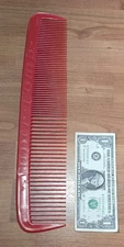 Vintage Super Comb Red Wide-Tooth Hair Comb 15" H. Fishlove Co. Chicago USA