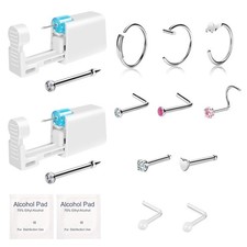 2-Pack Disposable Nose Piercing Kit, Gun, Self Kit...