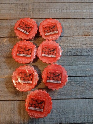 Yankee Candle SWEET STRAWBERRY Lot of 7 Wax Potpourri Tart Melts RETIRED SEALED