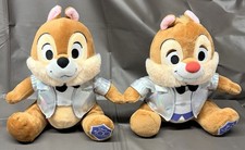 Disney Chip And Dale 100 Years Of Wonder Anniversary 8  Plush Set Silver Tuxedos