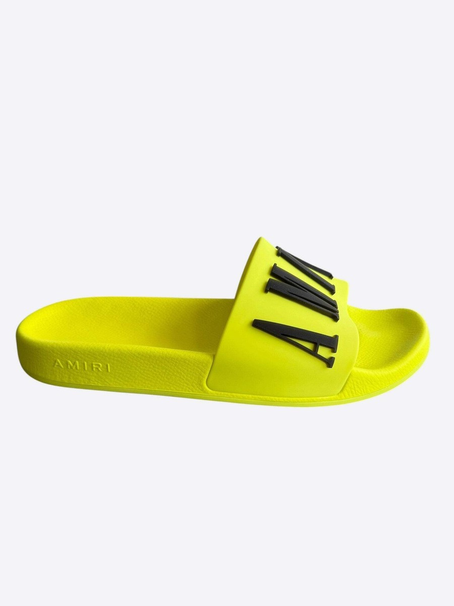 Amiri Yellow & Black Logo Rubber Slides | eBay