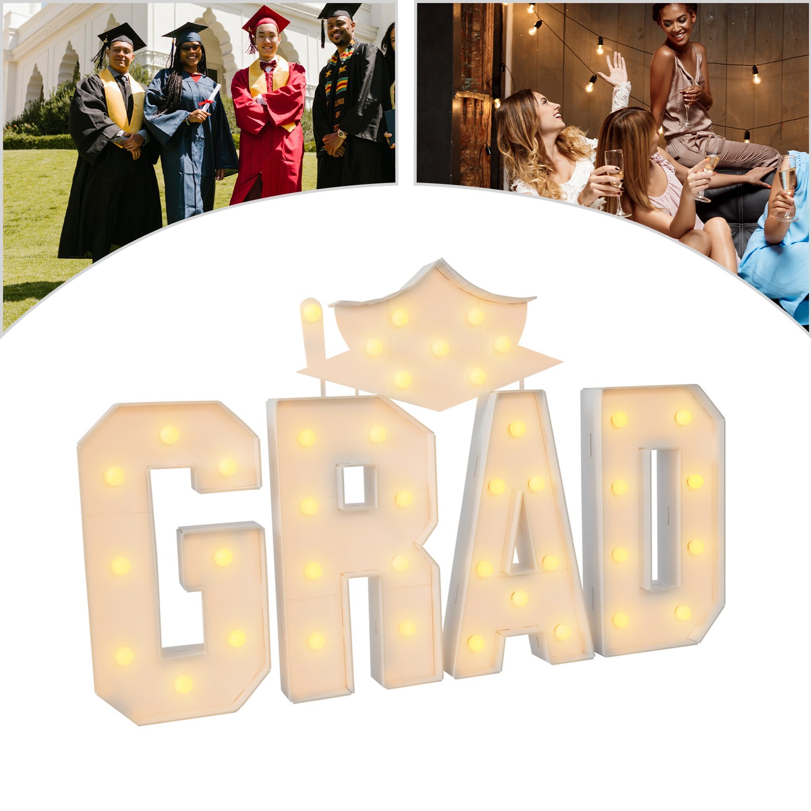 Graduation Decorations, Light Letters, GRAD Light Letters Kit Freestanding