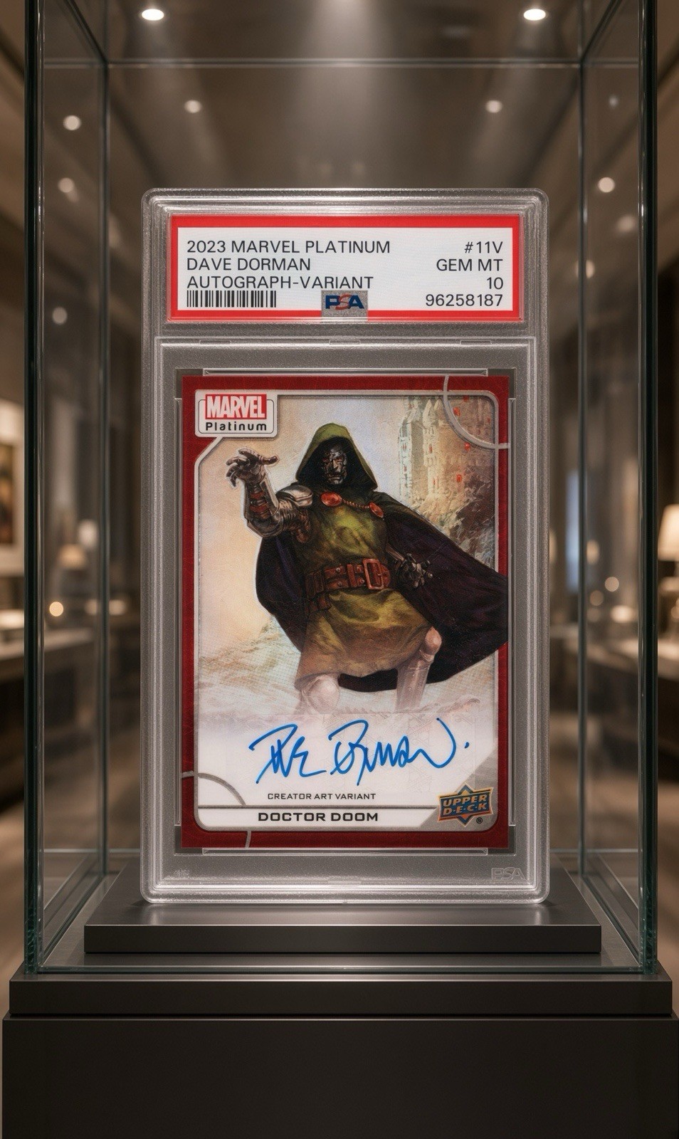 2023 Marvel Platinum Red Auto Variant Dave Dorman Doctor Doom PSA 10 GEM MT POP3 view 2