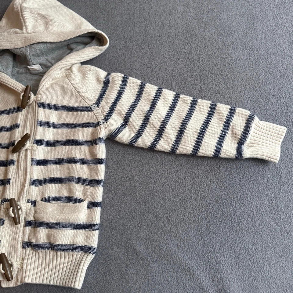 Suéter con Capucha Forrado con Botones Baby Gap 5 Niño Pequeño Blanco Azul Pescador Náutico Foto 4 de 4
