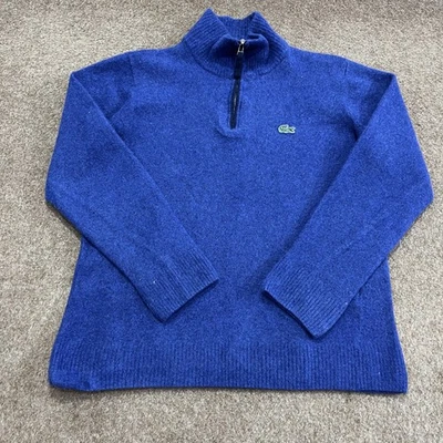Pull homme Lacoste bleu demi-fermeture éclair en laine taille 44 Regular... - Photo 1/4