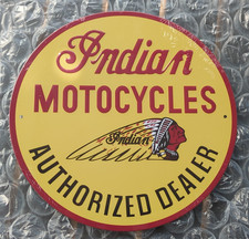 New French Indian Motocycles Authorized Dealer Embossed Tin Sign 21Cm