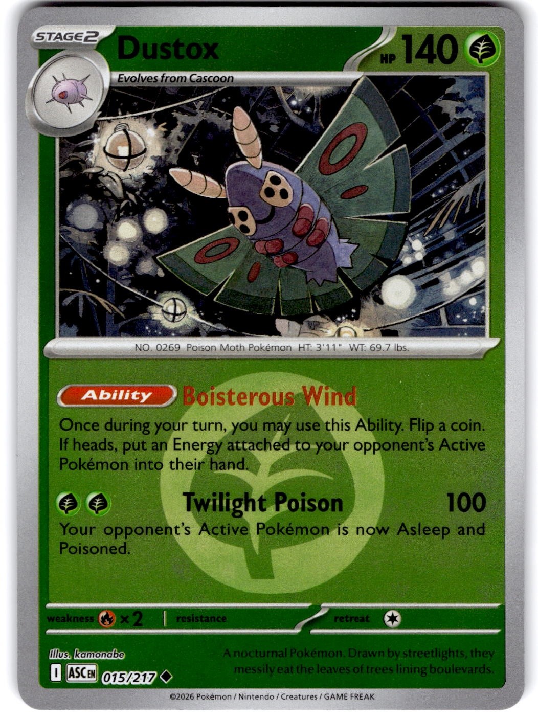 Pokemon Dustox Ascended Heroes 15/217 Energy Holo Near Mint English
