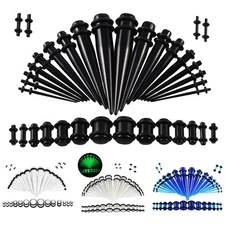 36Pcs Acrylic Ear Gauge Stretching Kit Tapers Flesh Tunnels Plug Body Pierc LeAL
