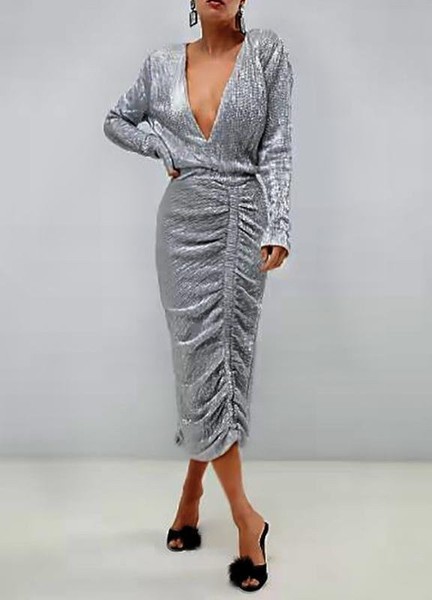 Women Lavish Alice Dress Silver Polyester 38