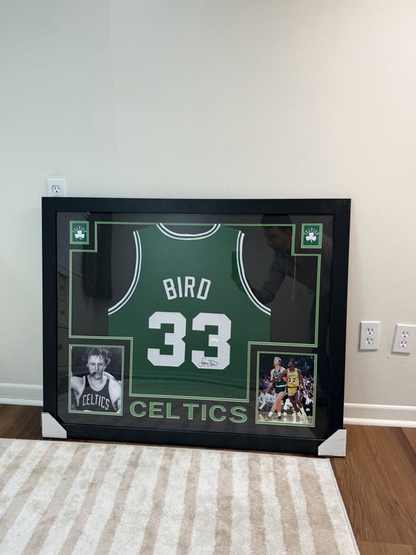 Larry Bird Signed Framed Boston Celtics Jersey #33 – Autographed w/ COA 