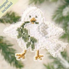 MILL HILL Winter Holiday ORNAMENTS Beaded Cross Stitch Kit DOWNY DOVE MH18-9304