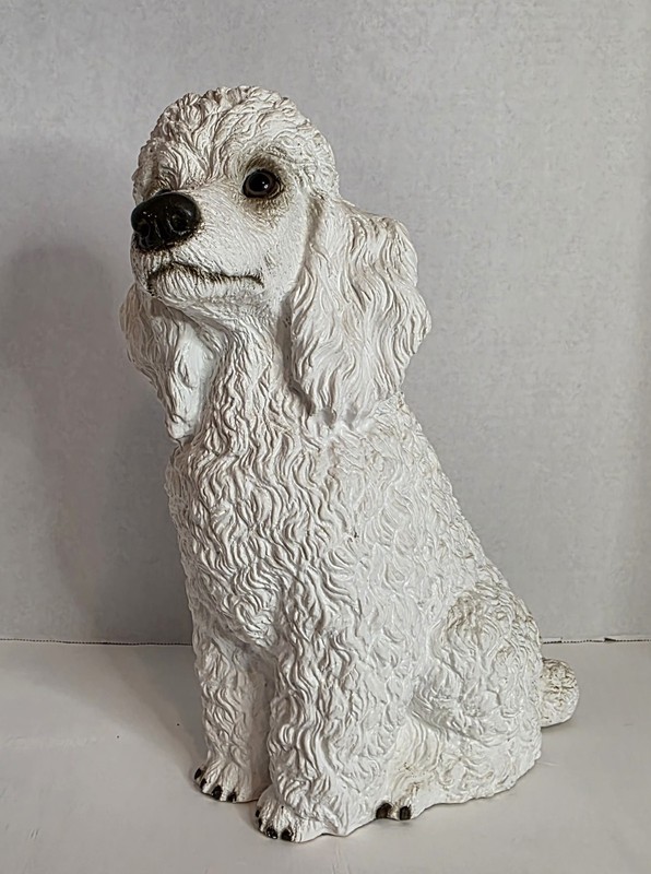 Vintage 1984 White Poodle Statue 12” Universal Statuary Corp #323 USA Retro