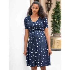 Seraphine Taryn Double layer Tie Front Midi Polka Dot Navy Sz 10