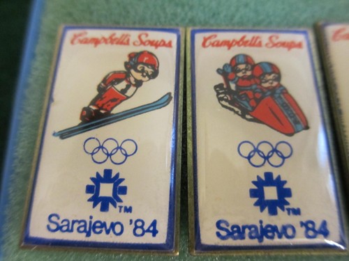 1984 Campbell's Winter Olympics Sarajevo Souvenir Pins, Set of 6 - Picture 3 of 9