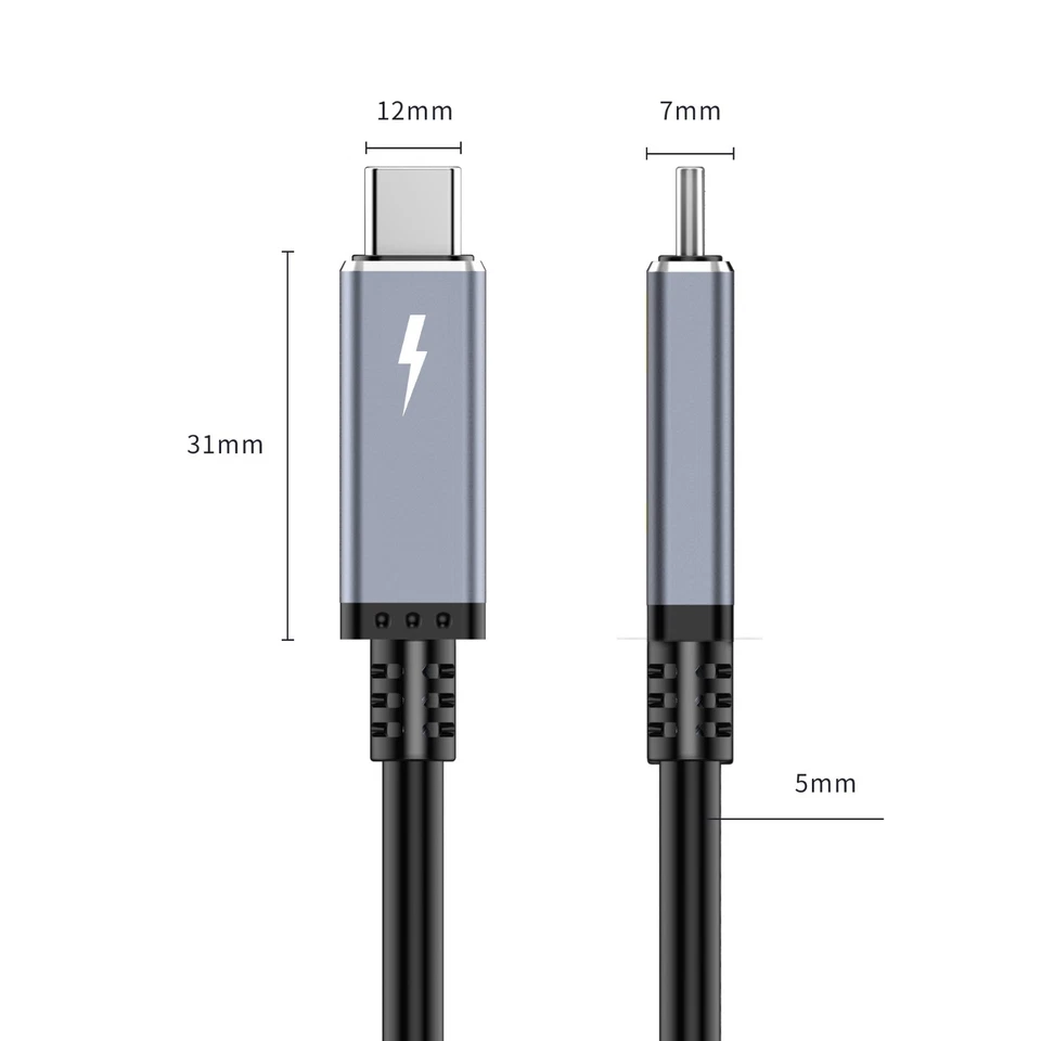 Thunderbolt 3 Cable 8.2ft (2.5m) 40Gbps USB4 Cable 20V/5A with Cypress chip - Image 2 of 4