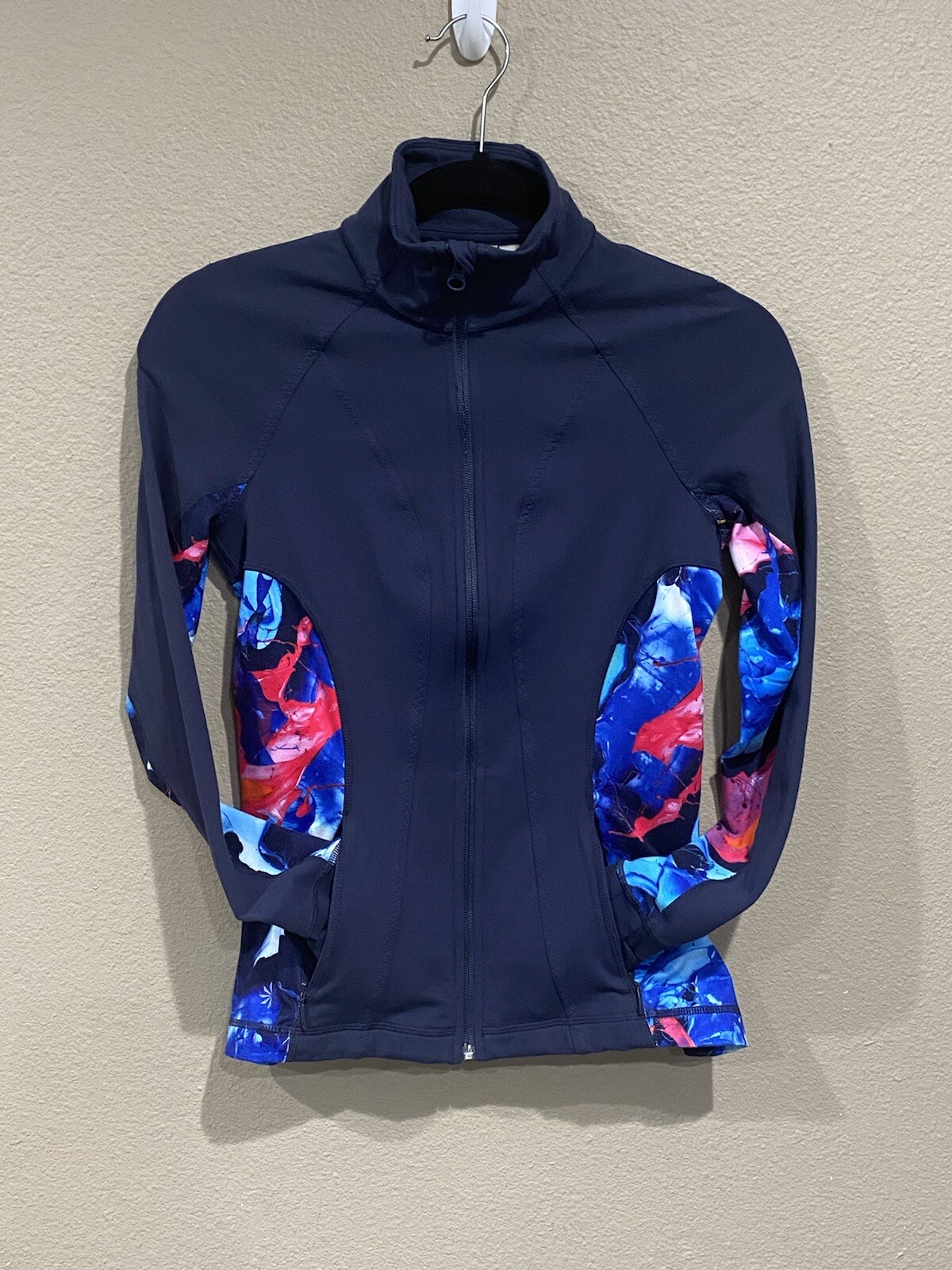 Athleta Super Impose Hope Jacket 2 Navy Blue Floral W… Gem