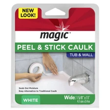 White Tub and Wall Peel and Stick Caulk Strip 1-5/8in x 11ft Seals Out Moisture