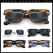 Hipster Thick Plastic Horn Rim Rectangle Gentleman Fashion Sunglasses