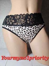 M-L Victoria's Secret Soft stretch Cotton High Leg Brief Wide Lace Panty 12/20