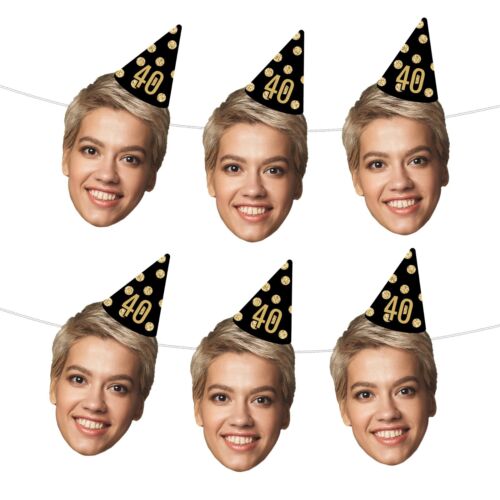 Custom Face Bunting with Party Hat & Age | Funny Personalised Birthday Banner - Picture 183 of 282