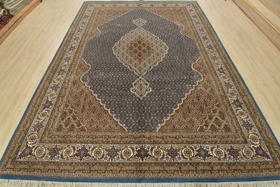 Tabrizi Mahi Rug 8'10'' x 12'2'' Blue Wool Traditional Hand-Knotted Carpet - Image 2 of 4