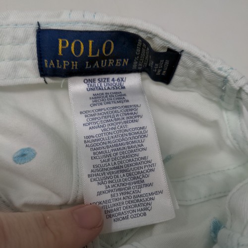 Polo Ralph Lauren donna cappello slideback bianco taglia OS 4-6X logo ricamato - Foto 8 di 9
