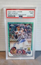 2023 Topps Chrome Joey Meneses Aqua Wave Refractor Rookie Auto RC 114/199 PSA 10