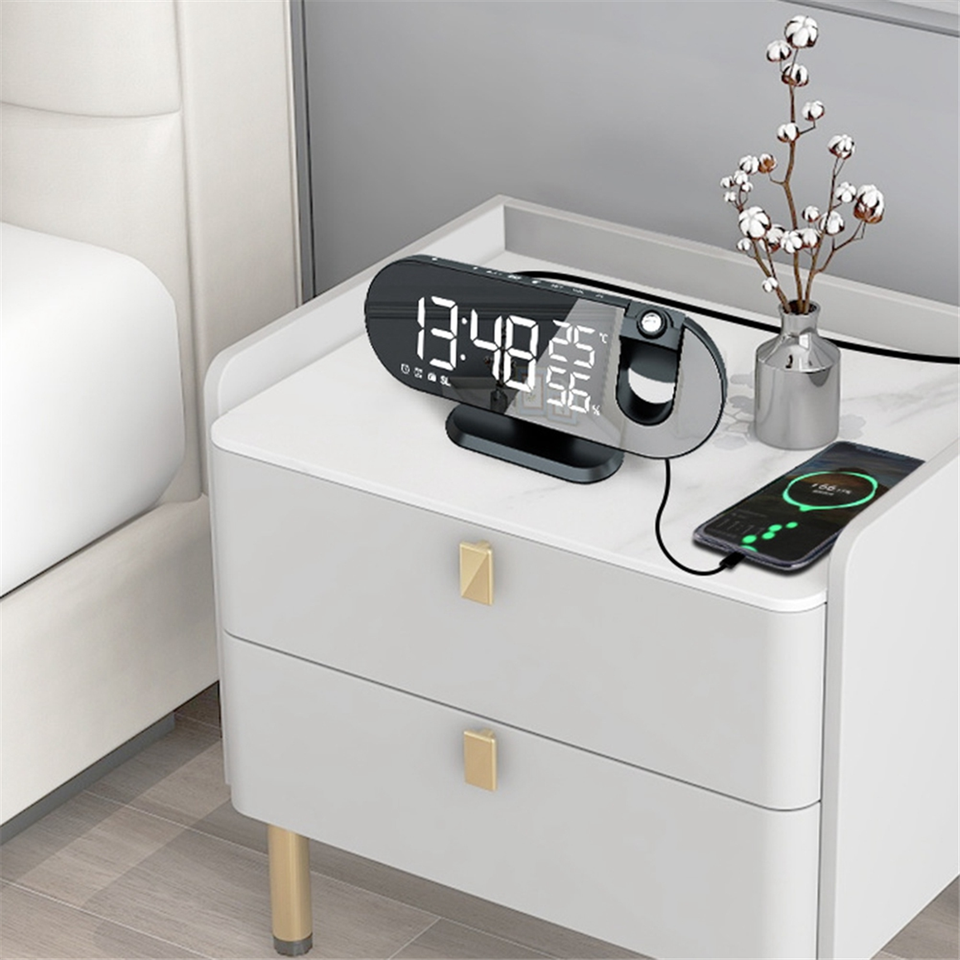 LED Digital Alarm Clock Bedroom Electric Alarm Clock with Projection