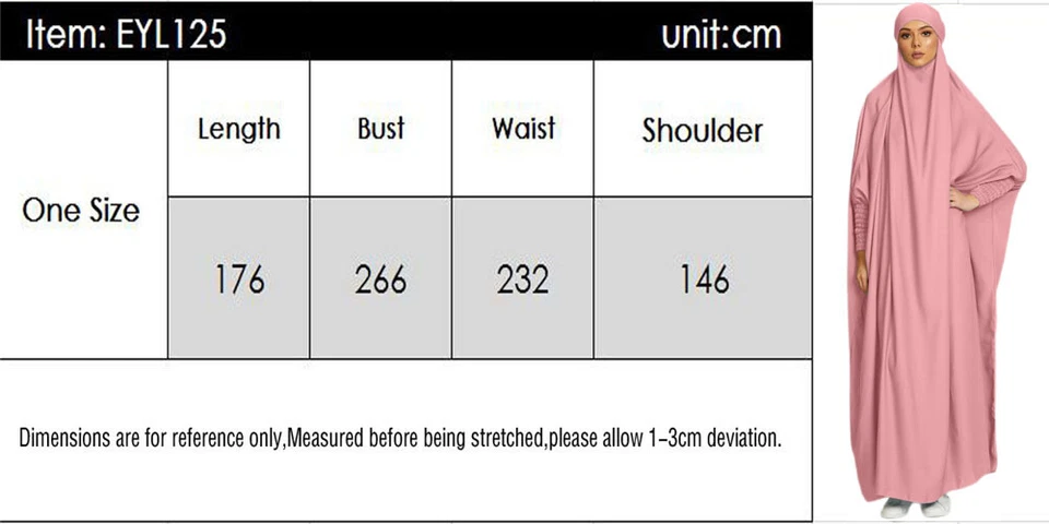 Islamic Muslim Abaya Ramadan Women Long Dress Prayer Dubai Kaftan Niqab Overhead - Imagem 2 de 4