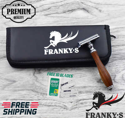 Sharpend Double Edge DE Safety Razor w/ travel case Vintage Classic Men Shaving