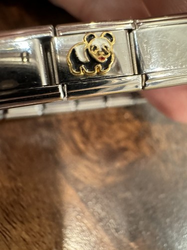 Pulsera Tono Plata Sinfonía 900AR Flor Panda Verde Piedra Elástica #11 - Imagen 6 de 7